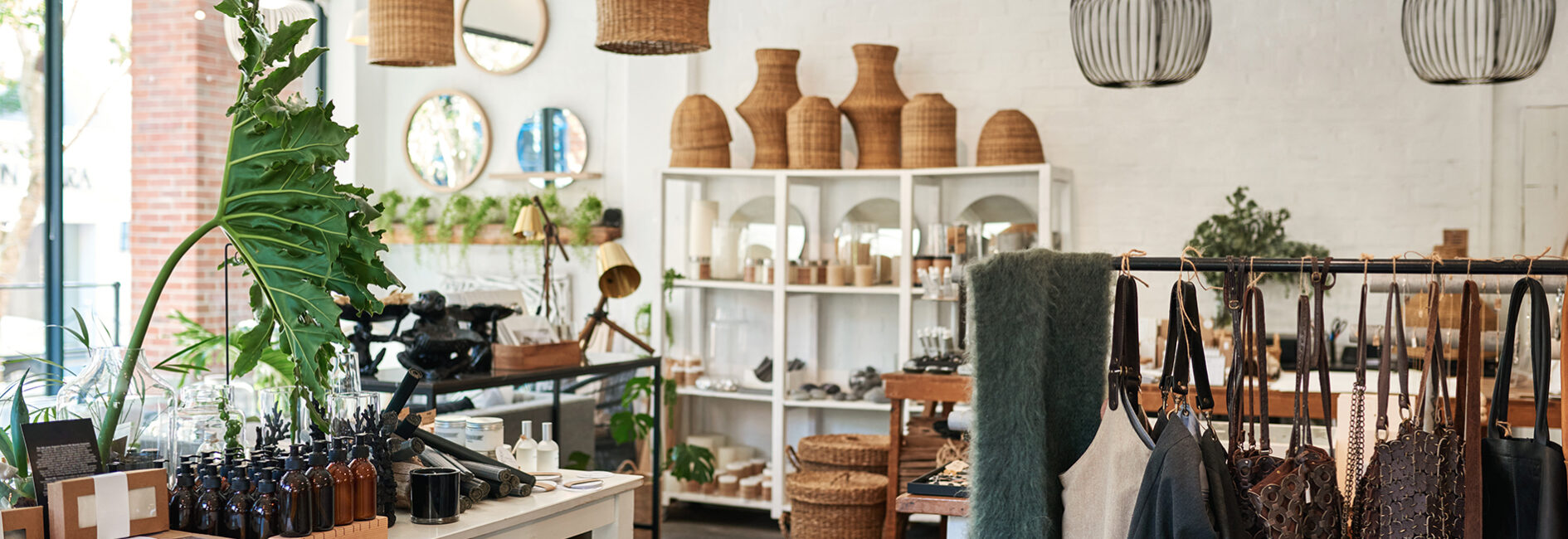 Interior of a stylish shop selling an assortment of items