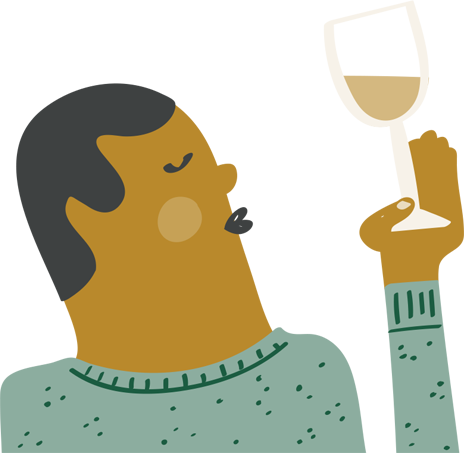 Graphic of man looking at wine