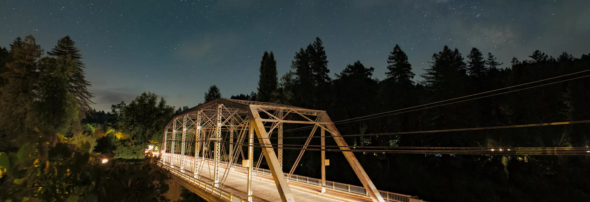 Guerneville bridge on a starry night
